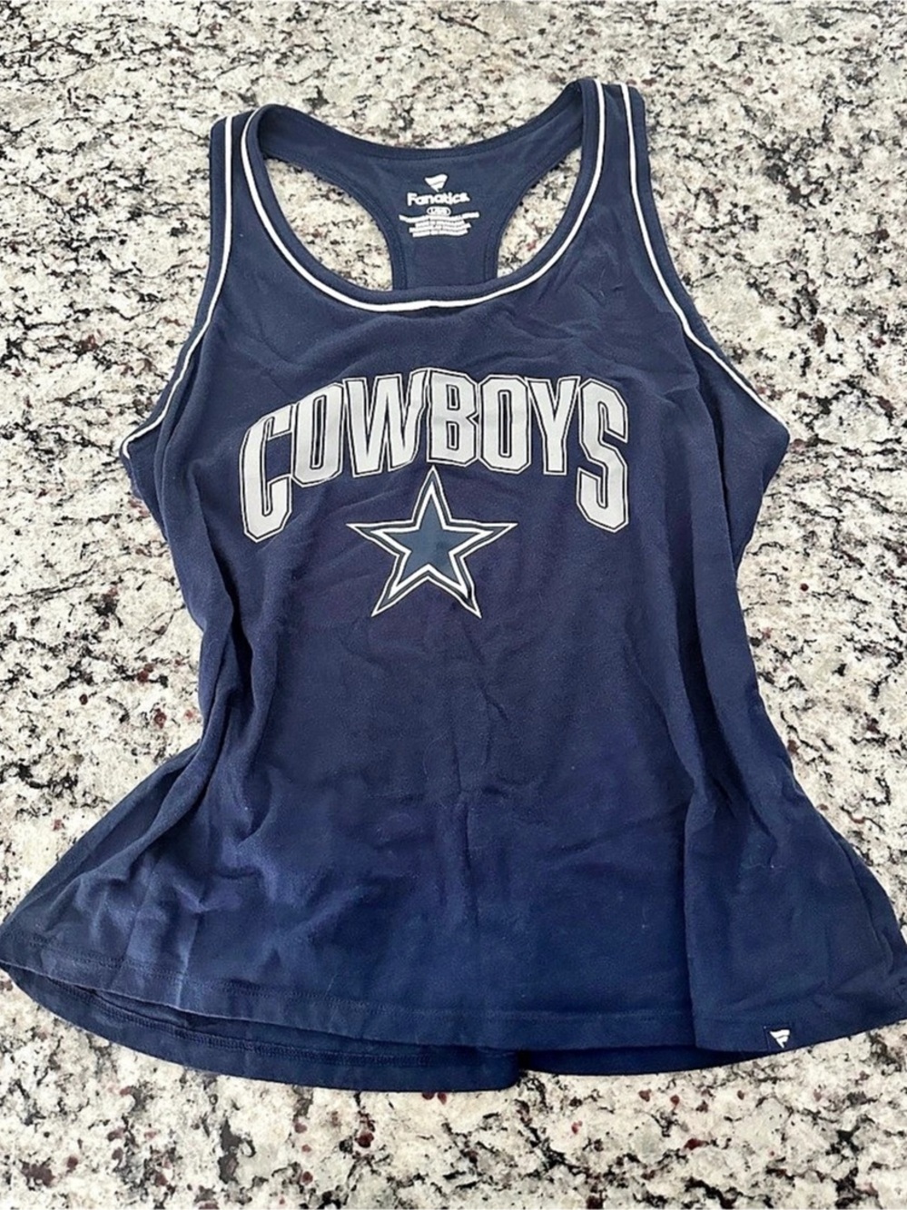 Fanatics Dallas Cowboys Women's Draped Mesh Back Performance Tank Top Size L